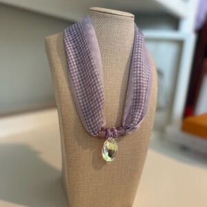 Lonestar Belle Gingham Floral Purple Pendant Scarf Necklace